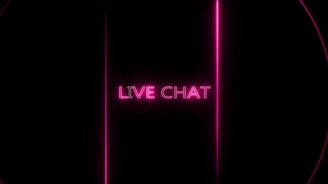 Intermission screen overlay for twitch and live chat. Neon Sign looping face am and chat for live HUD viewfinder. Intermission Stream. neon line animation. 