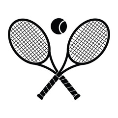 Two Crossed Tennis Rackets and Ball Icon