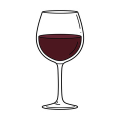 Hand Drawn Illustration of a Glass of Red Wine