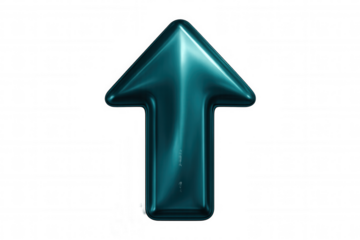 Transparent teal upward-pointing arrow symbolizing growth, progress, trending positive momentum in business graphics