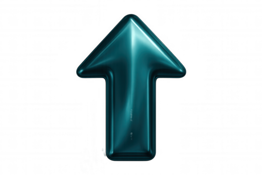 Transparent teal upward-pointing arrow symbolizing growth, progress, trending positive momentum in business graphics