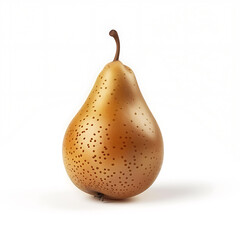 A single brown pear with speckles isolated on a white background