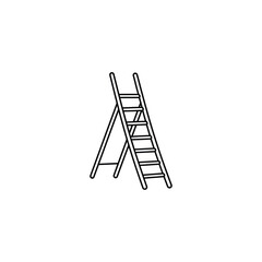 Simple Illustration of a Wooden Step Ladder
