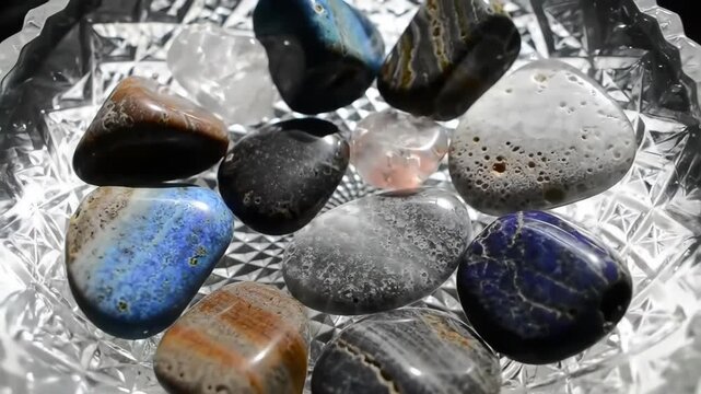 Polished Stones A Colorful Collection in a Crystal Bowl