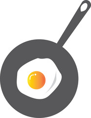 Fried Egg on Frying Pan PNG Isolated on Transparent Background