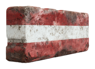 Weathered red and white brick urban environment view isolated on transparent background