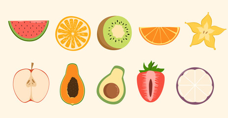 colorful fruit slice Vector illustration perfect for web design, graphic design, and more. Flat design