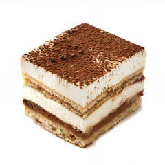 slice of chocolate cake with png white background isolated