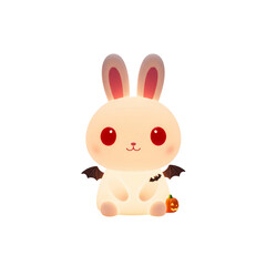 Cute kawaii  red-eyed rabbit-shaped night light, halloween design,