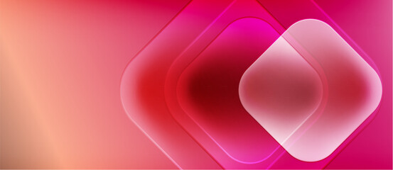 Abstract composition. Concentric squares, gradients, pinks, reds create luminous effect. Modern design, smooth transitions, vibrant colors.