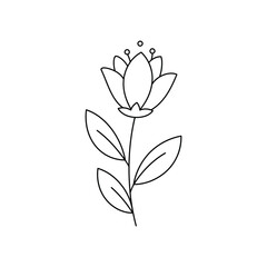 Simple Line Art Illustration of a Decorative Flower