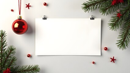 Display Mockup: Blank Whiteboard in the Wall with Christmas Ornament