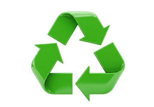 Isolated Three-Dimensional Green Recycle Arrows Symbol, Indicating the Process of Reusing Materials and Protecting the Environment