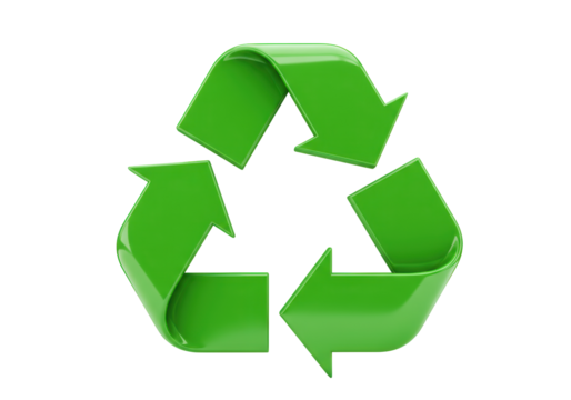 Isolated Three-Dimensional Green Recycle Arrows Symbol, Indicating the Process of Reusing Materials and Protecting the Environment