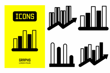 Graphs icon. Collection vector illustration of icons for business. Black icon design.