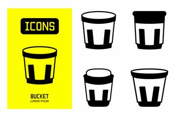 Bucket icon. Collection vector illustration of icons for business. Black icon design.