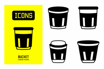 Bucket icon. Collection vector illustration of icons for business. Black icon design.