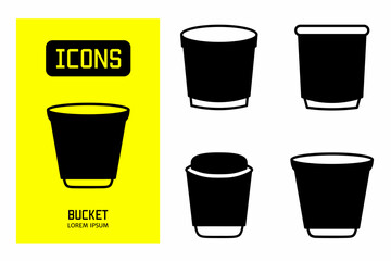 Bucket icon. Collection vector illustration of icons for business. Black icon design.