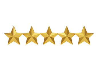 Isolated Five Golden Stars Award Rating for Excellent Service and Customer Satisfaction, Indicating...