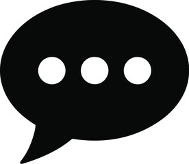 Fototapeta premium Black speech bubble with three white dots chat icon