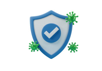 Isolated shield protecting from viruses with check mark on white background design.