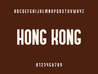 Hong Kong City Name Text with Alphabet and Numbers on a Solid Brown Background