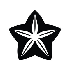 Obraz premium Black and white star fruit silhouette, a simple abstract five pointed star, a cute star silhouette vector illustration