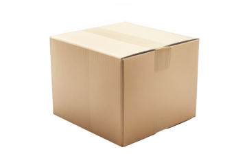 Cardboard box packaging container delivery shipping carton package isolated object mockup template mock up presentation isolated on transparent background