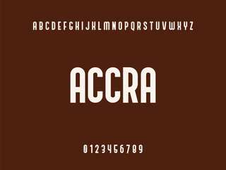 Accra City Name Text with Alphabet and Numbers on a Solid Brown Background