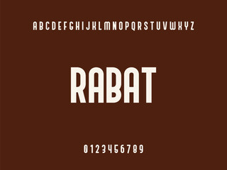 Rabat City Name Text with Alphabet and Numbers on a Solid Brown Background
