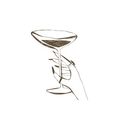Witch hand holding goblet mystical clipart illustration for occult magical design projects stickers invitations and decor