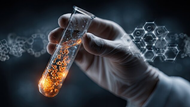 Holding Liquid Sample in Lab Test Tube