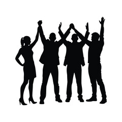 Silhouette of a Successful Business Team Celebrating Together on a White Background, a successful business team enjoying silhouette vector illustration