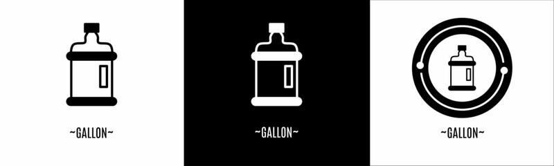 Gallon logo set. Collection of black and white logos. Stock vector.