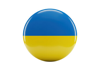 Isolated glossy button with the flag of Ukraine depicting national identity and patriotic allegiance against a clean white backdrop, portraying unity and symbolic representation