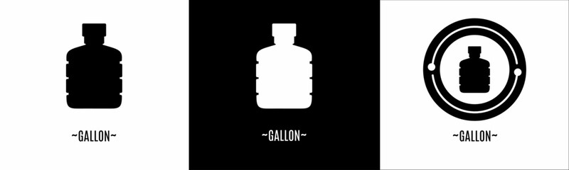 Gallon logo set. Collection of black and white logos. Stock vector.