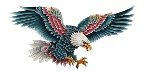 Obraz premium Isolated Majestic Eagle with Outstretched Wings on Transparent Background