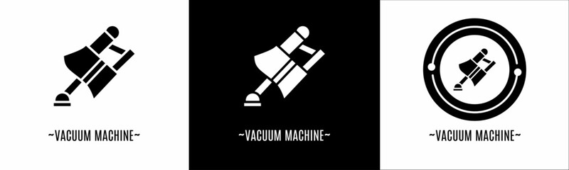 Vacuum machine logo set. Collection of black and white logos. Stock vector.