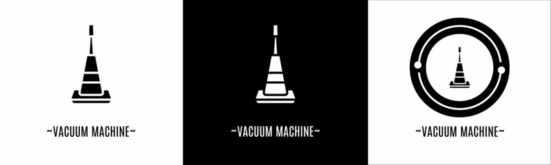 Vacuum machine logo set. Collection of black and white logos. Stock vector.