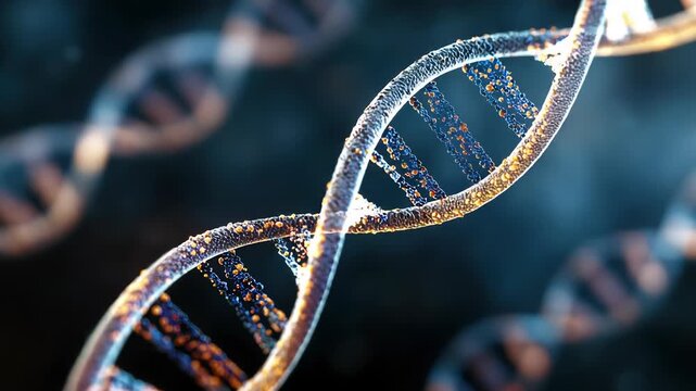 DNA double helix genetic material. Gene sequencing abstract design. Floating in space background, 
science, abstract, biology, biotechnology, molecular, health, genetic
