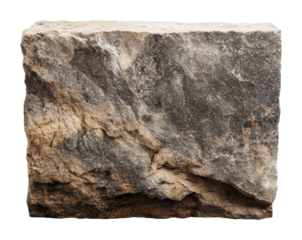 Natural stone block quarry site texture isolated on transparent background