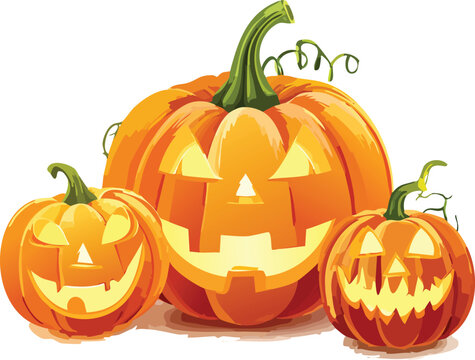 Jack-o&rsquo;-lantern set: happy, scary, and funny faces