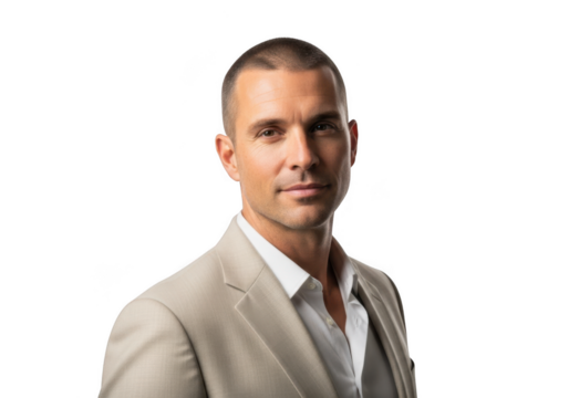 Handsome man in suit portrait headshot professional business isolated on transparent background for design and marketing use isolated on transparent background - Powered by Adobe