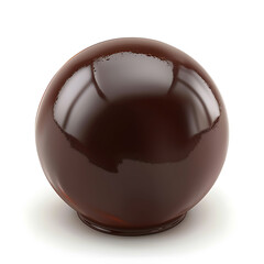 Shiny Chocolate Sphere Isolated on White Background