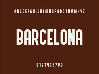 Barcelona City Text with Alphabet and Numbers on Brown Background