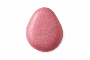 Oval pink candy with a rough texture isolated on a transparent background, ideal for food and confectionery projects