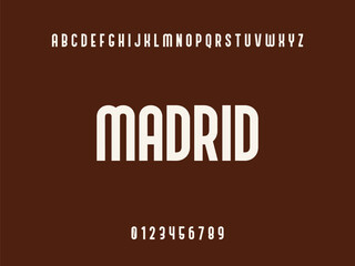 Madrid City Text with Alphabet and Numbers on Brown Background