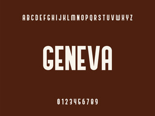 Geneva City Text with Alphabet and Numbers on Brown Background