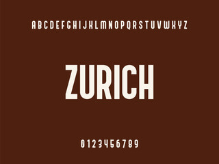Zurich City Text with Alphabet and Numbers on Brown Background
