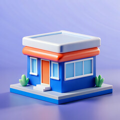 3d render illustration of a modern house icon with detailed building design